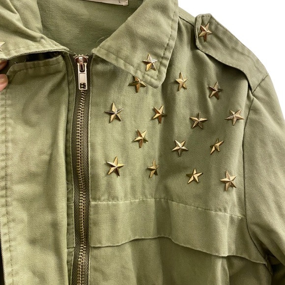 Green Jacket- Gold Metal Star Details - Vera & Lucy - Size Large - Picture 3 of 7